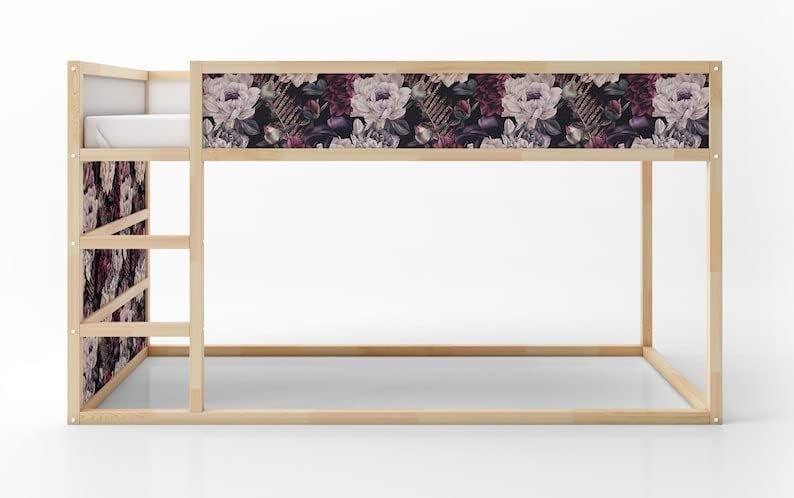 KURA Bed Roses and Leaves Dark Background Flowers Modern Floral Decals Sticker Furniture Decals for Nursery Adhesive