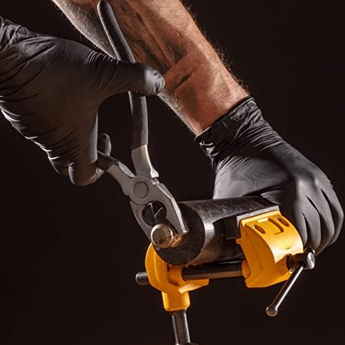 TG TOUGH GLOVE BOA PRO (L) Nitrile Gloves (Pack Of 100) | Strong Black Disposable Gloves | Powder & Latex Free Strong Lightweight Mechanic Industrial Gloves