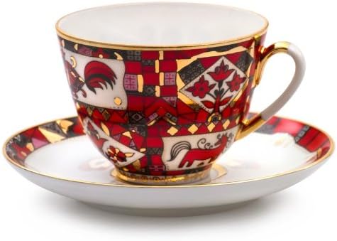 Imperial / Lomonosov Porcelain 'Red Steed' Teacup w/ Saucer