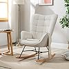 MEUBLE COSY Sillas Mecedora Escandinavo Sillón Relax Especial Lactancia para Salón Dormitorio Balcón Sala de Estudio, Tela, Madera Haya, Metal, Beige #1