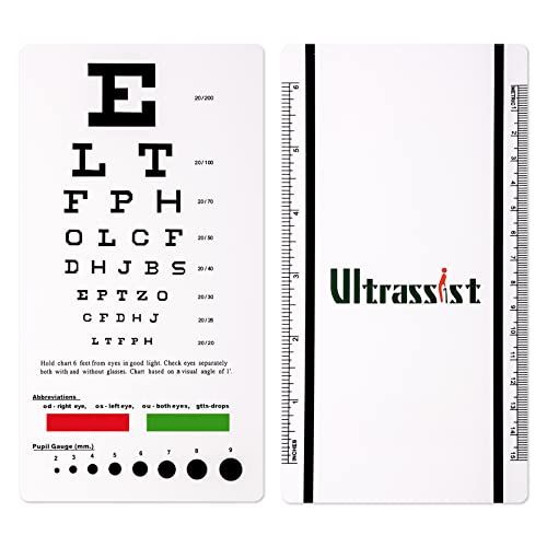Image of Ultrassist Snellen Eye Chart, Pocket Size Eye Testing Chart 6 Feet 3.9x7.3 inch for Visual Acuity Measuring