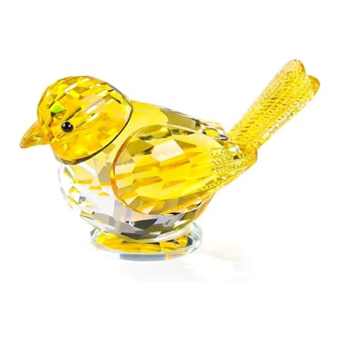 Ornalrist Crystal Yellow Clear Birds Figurines Handmade Collectible Animal Figurines Gifts for Him Son Table Home Decoration Paperweight for Women Cover