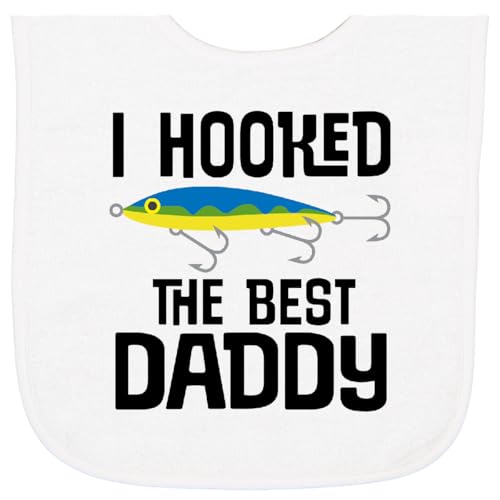 inktastic Fishing Kids I Hooked the Best Daddy Baby Terry Cloth Bib