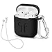 LIKDAY AirPods Case with Strap Protective Silicone Cover with Carabiner for Apple Airpods Accessories ( Black )
