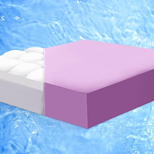 ABENE Queen Purple Cooling Dual Layer Mattress Topper for Hot Sleepers, Breathable Cool Fitted Sheet for Night Sweats Relief Plus Thick Mattress Pad Pillowtop, Soft Mattress Cover with Deep Pocket