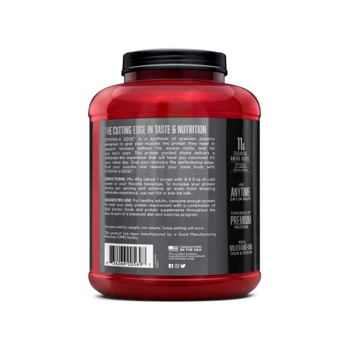 Bsn Syntha-6 Edge Protein Powder, Chocolate Protein Powder With Hydrolyzed Whey, Micellar Casein, Milk Protein Isolate, Low Sugar, 24G Protein, Chocolate Milkshake, 48 Servings #TOP7