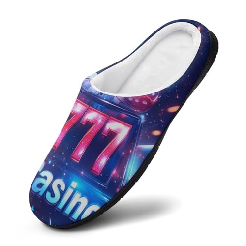 777 Casino Womens Cotton Slippers Anti-slip Rubber Sole Winter Warm House Shoes For Daily Wear2