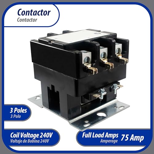 Appli Parts APAC-375240 Heavy Duty Contactor 3 Poles 75A 240V Coil Replacement for AC Compressors and Electrical Applications UL Certified E476929 by AP APPLI PARTS - Image 2