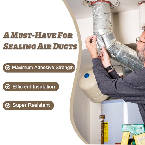 Image of Aluminum Foil Tape 2 Inch x 99Ft (3.9 Mil) Heavy Duty Waterproof High Temperature Sealing and Patching for Ductwork Furnace HVAC Indoor Outdoor Repairs