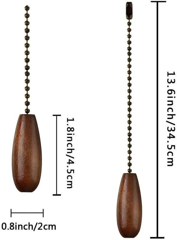Image of 4pcs Ceiling Fan Chain Pulls Decorative Extension 12 Inches Wooden Pull Chain Fan Pulls Set Ornaments for Ceiling Light Lamp Fan Chain MIX Color