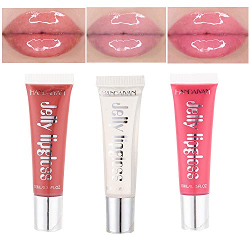 GL-Turelifes 3 PCS Lip Plumper Gloss Jelly Color Lipstick Set, Lip Plumping Balm Plumper Plloss Tratamiento de brillo labial – Mejora los labios hidratados, hidrata, elimina las arrugas(Set 1)