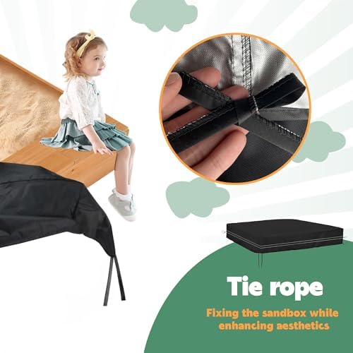 Heavy-Duty Waterproof Sandbox Cover – Square Outdoor Sand Box Cover for Toddlers, 60” x 60” x 8” – Protects Sand from Rain, Snow, Pets, and Debris