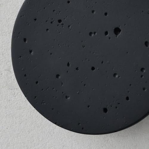 Image of Black Wall Sconce Indoor,Hallway Sconces Wall Lighting Round,Led Cement Wall Lamp Hardwired,Minimalist Wall Mount Light Flat Design,Modern Sconces Lighting for Bedroom,Living Room,12w 3000k,Warm White