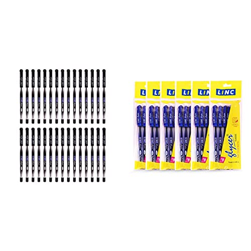 Image of Linc Glycer (0.6 mm) Ball Pen, Black, (30pcs) Glycer (0.7 mm) Ball Pen, Blue, 30 pcs