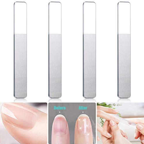 4 PCS Nano Glass Nail File Nano Crystal Mini Fingernail File Upgrade Nail Buffers Nail Files polishing strip professional crystal nail manicure tool (Transparent)