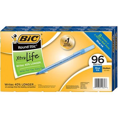 BIC Round Stic Xtra Life - 96 Count - Black