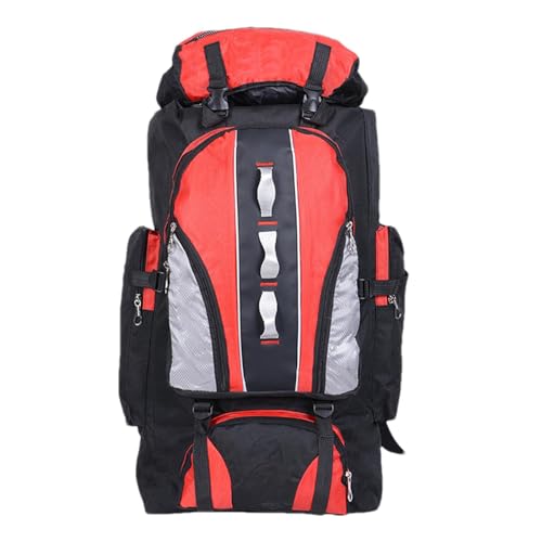 Mochila de camping – Mochila ligera de senderismo de 100 litros, gran mochila de supervivencia para hombres y mujeres, mochila de viaje deportiva al aire libre, mochila táctica impermeable, rojo,