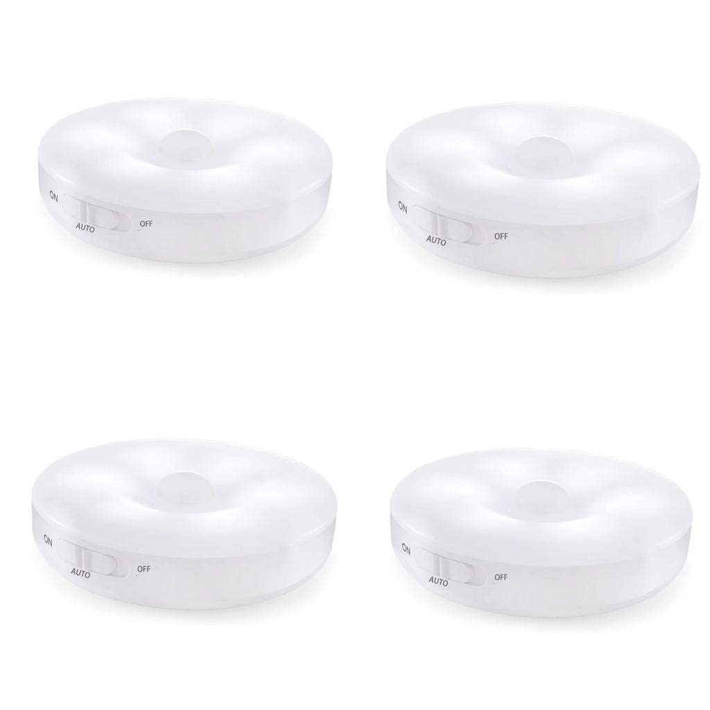 Julie Night Light led Wireless Night Light Cabinet Light Human Body Induction Night Light USB Rechargeable Night Light Sensor Led Lights Portable and Mobile Light (White Warm) (4 pcs)