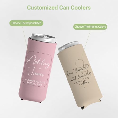 Image of Custom Wedding Can Coolers, Customized Wedding Favors for Guests Bulk(Slim)