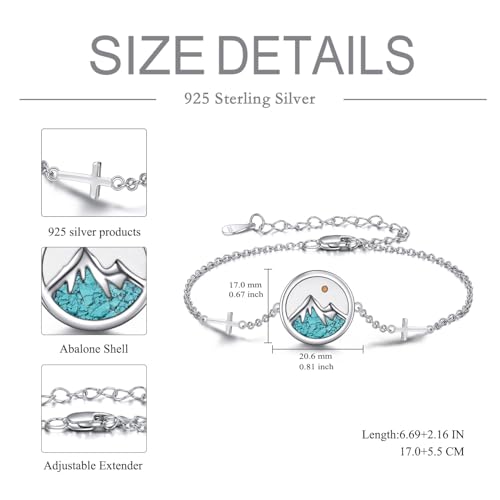 Image of AOBOCO Mustard Seed Bracelet 925 Sterling Silver Cross Bracelets Christian Faith Jewelry Gift for Women