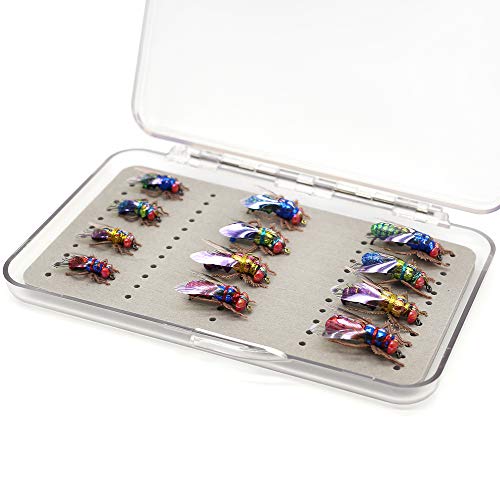 YZD Fly Fishing Flies Realistic Dry Wet Nymph Trout Flies Hand Tie Lures Kits 12/26/48 Pcs (2-Realstic Fly kit 12pcs)