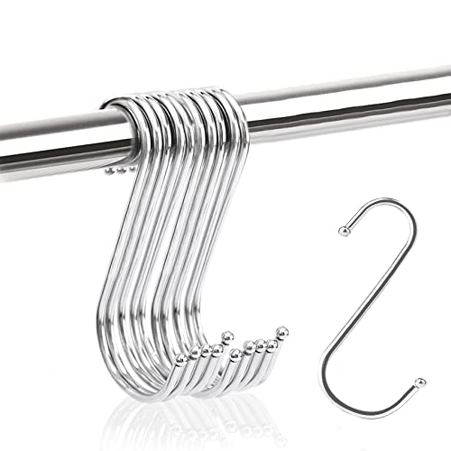 JeoPoom 11,5 * 7,1 CM 10 Paquete Ganchos en Forma de S Acero Inoxidable, Ganchos S de Metal Multifuncional para Utensilios de Alacena, Oficina, Cuarto de Baño, Garaje, Taller e Hogar (Grande)