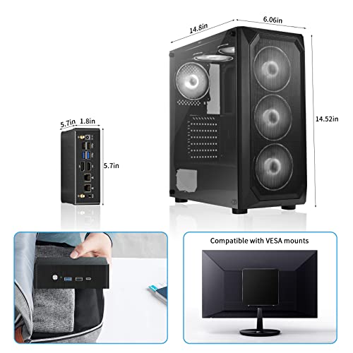 Image of Mini PC i9, Desktop Computer with Core i9-12900H, 14 Cores Upto 5.0GHz, Windows 11 Pro, 64G DDR4, 1T M.2 PCIE4.0 SSD, DP /HDMI /USB-C Triple Display, Support 8K /4K@60Hz, Dual LAN, WiFi6E /BT5.3