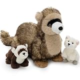 Karister 3Pcs Ferret Plush Toy, Mother Ferret Stuffed Animal with 2 Cute Stuffed Baby Ferrets Inside, 18' Snuggly Ferret Plushies for Kids, Christmas Birthday Gift