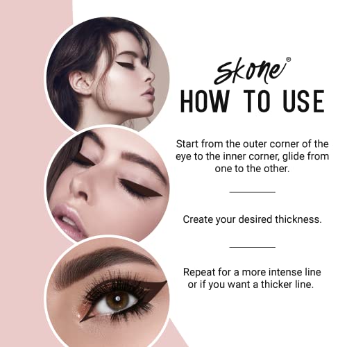 Skone Cosmetics Delineador Líquido Waterproof Intenso Marrón miniatura 4