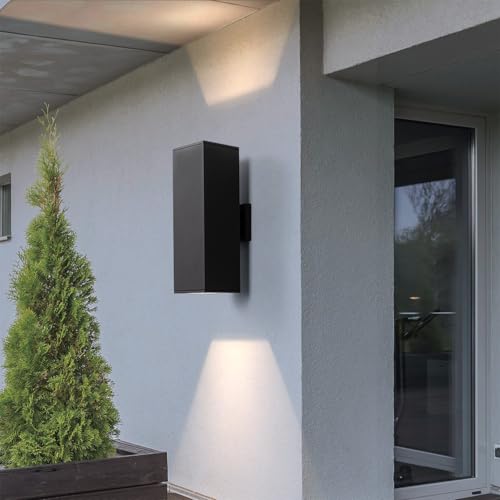 Image of mirrea 18 inch Modern Outdoor Porch Light in 2 Lights, Matte Black, 1 Pack