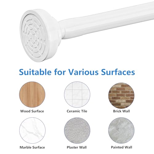 Image of Umimile Shower Curtain Rod, 1 Inch Diameter Adjustable Spring Tension Curtain Rod, 304 Stainless Steel Shower Rod for Bathroom, Windows, Never Rust Non-Slip (White, 42-70 inch)