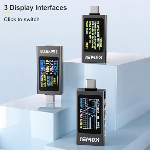 Image of Type C Tester, 12A 4-30V 240W Power Meter Tester LCD Digital Multimeter Type-C Fast Charge Ripple Testing, Protocol Testing Support PD2.0, PD3.0, PPS, QC2.0, QC3.0, FCP, SCP, AFC, PE, Dash, VOOC