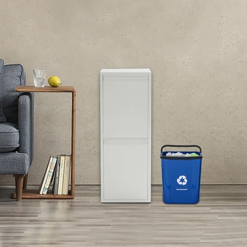 Caneca de basura rectangular de 15 gal con gabinete oculto blanco miniatura 2