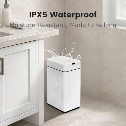 SYNCVIBE-Slim-Bathroom-Trash-Can-26-Gallon-Butterfly-Sensor-Lid-White-Stainless-Steel-Garbage-Can-Automatic-Trash-Bin-IPX5-Waterproof-Wastebasket-for-Under-Counter-and-Small-Spaces