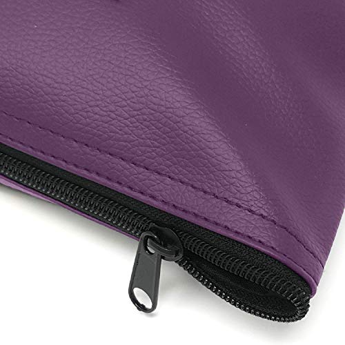 Money Bank Deposit Bag with Zipper | 11x6 inch | Purple | Durable Leatherette Money Cash Coin Check Wallet Pouch for Men & Women with Framed ID Window and Blank Card | by GIDABRAND (1)