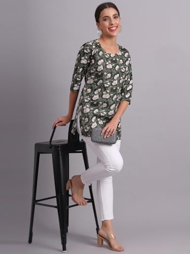 Image of PATLANI Women's Cotton Printed Short Fullstitched Kurti /Kurtas.