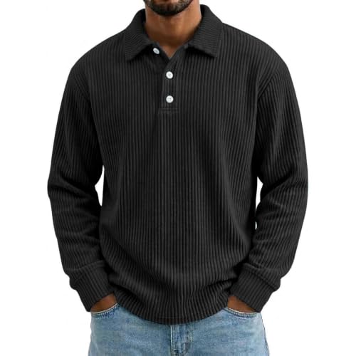 Corduroy Shirts Men Collared Henley Button Henley Sweatshirts for Men | Corduroy Fabric, Long Sleeve, 2026 Fall Fashion, Work, Big and Tall, Fall Winter, Loose Fit, Thermal Warm, Comfort Soft - image 6
