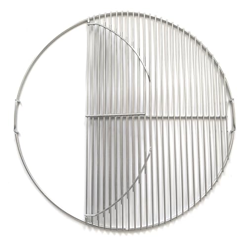 GRILLJOB Upgraded Hinged Grill Grate 18 inch Replacement Compatible with Weber Stainless Steel 304 Charcoal Grill 2-Zone Cooking Grate Large Opening Easy Spin Tailgating & Backyard Cooking