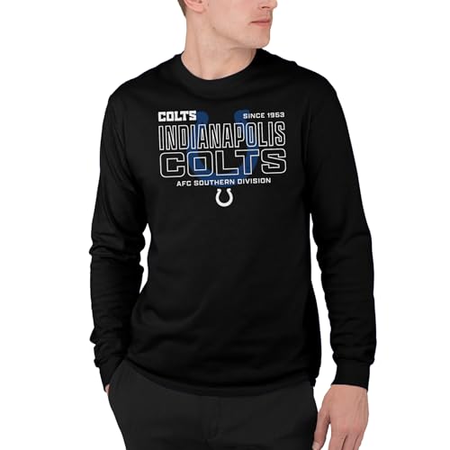 Junk Food NFL - Unisex Adult Long Sleeve Fan Tee - Indianapolis Colts Modern Outline - Officially Licensed - Black - Medium