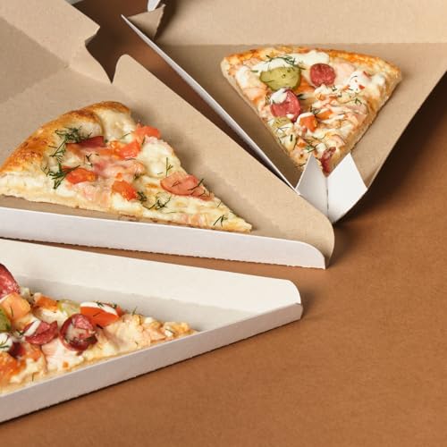 QUARKZMAN Pizzakartons, 20 Stück 8,07x6,5x1,77 Zoll - Pizza Einzelscheiben-Aufbewahrungsbehälter, Dreieckige Pizzascheibenbox, Mini-Pizzaverpackungskarton für Pizza-Party (Weiß)