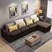 Casafurnish Sebassoy 5 Seater Fabric RHS L Shape Sofa Set (Brown)