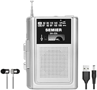 SEMIER Portable Cassette Player Recorder AM FM Radio Stereo -Compact Personal Walkman Cassette Tape Player/Recorder with Built in Speaker and Earphones -Silver