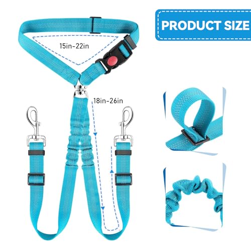 QINGYIWL Doppelter Anschnallgurt Hund Auto, 2 in 1 Verstellbarer Hundegurt fürs Auto, Sicherheitsgurt Hunde für Auto für Kleine & Mittlere Hunde (Blau)
