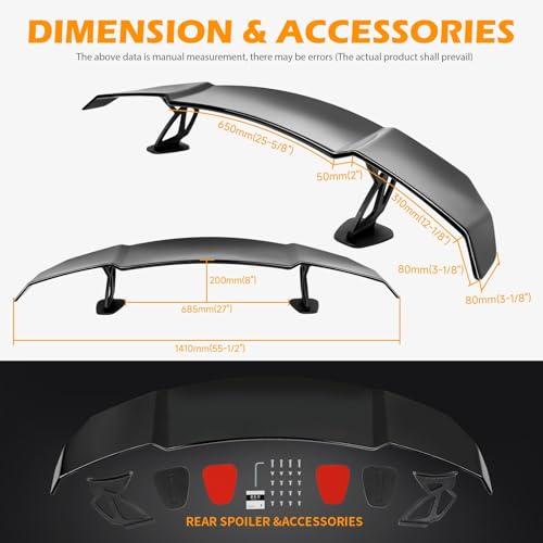 DREAMOTOR 55 Inch Universal Spoilers for Cars, Rear GT Wing Spoiler by DREAMOTOR - Used condition - Image 7