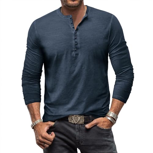 Men Polo Shirt Business Men Mode Shirt Classic Solid Colour Men Casual T-Shirt All-Match Comfortable Loose Longsleeve Men Shirt A-Royal Blue M
