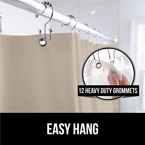 Gorilla Grip Bath Tub Mat And Shower Curtain, Peva, Both Beige Opaque, Bath Mat Size 35X16, And Shower Curtain Size 72X72, 2 Item Bundle #TOP5