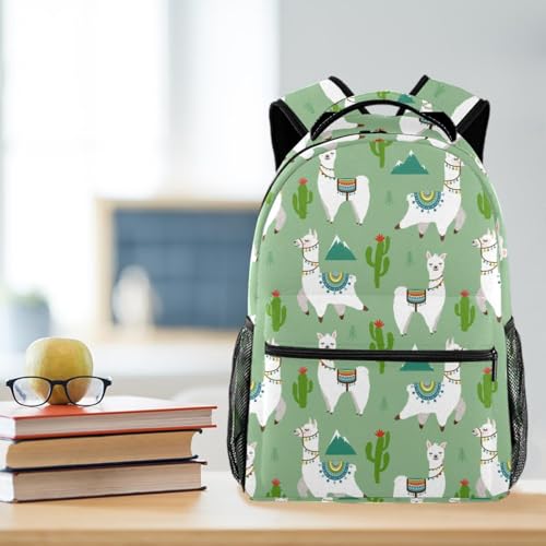 Sac à dos d'école fille et garçon avec grand compartiment motif lama imprimé