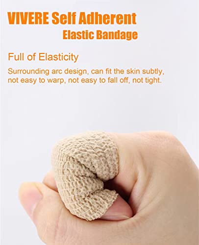 12 Pack Self Adherent Bandage Wrap, 1 Inch 5 Yards Athletic Elastic Non Woven Cohesive Flex Tape, For Stretch, Sport, First Aid Medical, Wrist, Ankle Sprains, Swelling And Vet Wrap Supplies (Beige)1 #TOP26