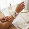 Fruvalin Pearl Bracelets for Women Large Chunky Big White Faux Pearl Stretch Bracelet Wide Stacked Cuff Bangle Vintage Layered Mixed Size Beads No Clasp Wedding Bridal Gift for Her #3