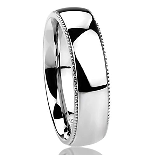 Free Engraving Personalized Stainless Steel Wedding Band Ring 6MM Milgrain Edges Domed Classy Ring3